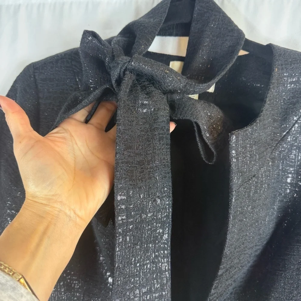 White House Black Market Metallic Black Blazer size:2